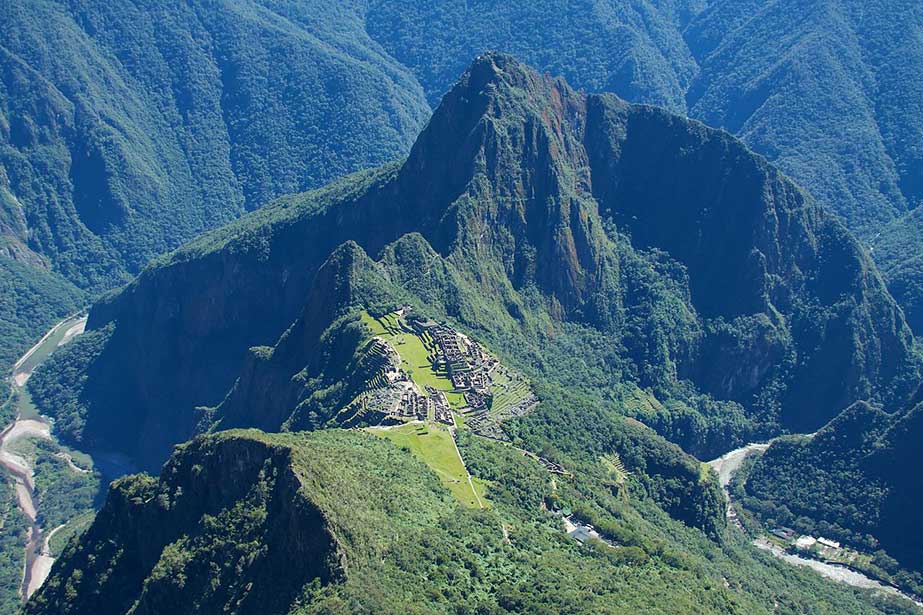 View of Machu Picchu citadel from Machu Picchu Mountain