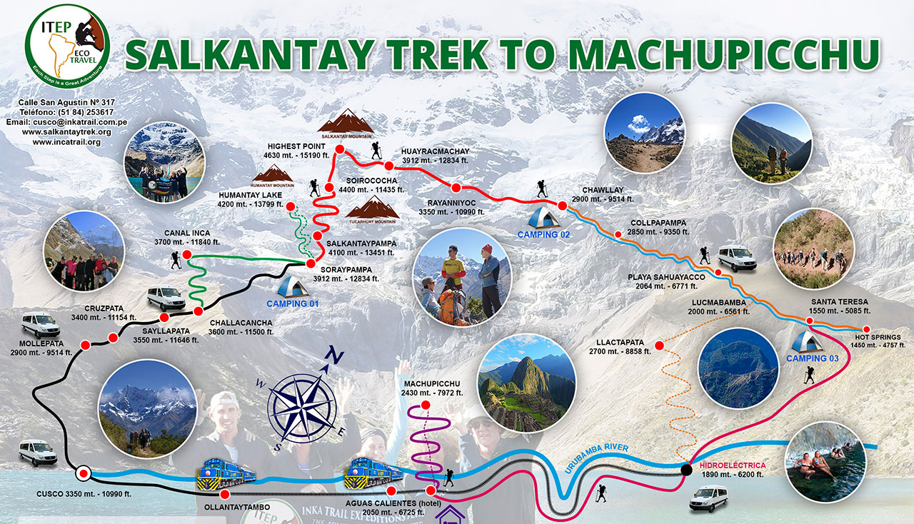 SALKANTAY TREK MAP to Machu Picchu ITEP Eco Travel