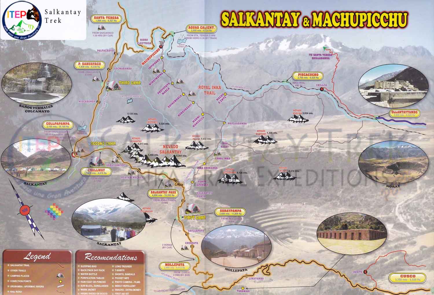 SALKANTAY TREK MAP to Machu Picchu