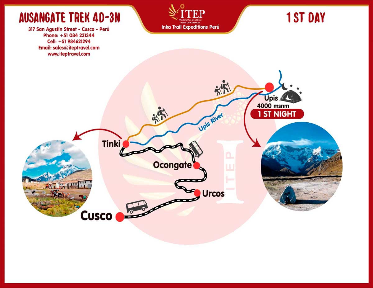 Map - Day 1: Cusco - Tinke - Upis