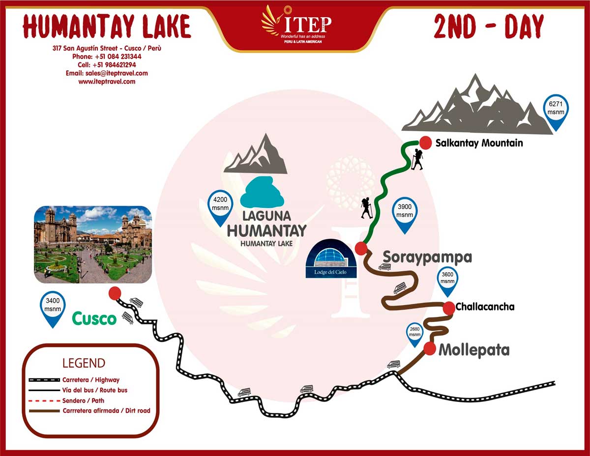 Map - Day 2: Soraypampa – Salkantay Passa “After middle day, return to Cusco”